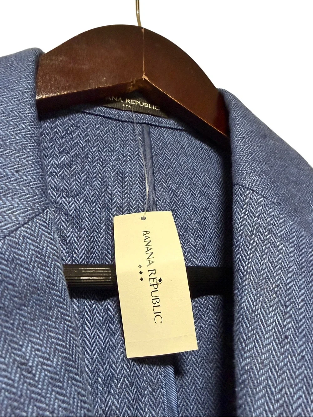 Banana Republic Blue Herringbone Linen Sports Blazer Coat Size 38S Tailored Fit